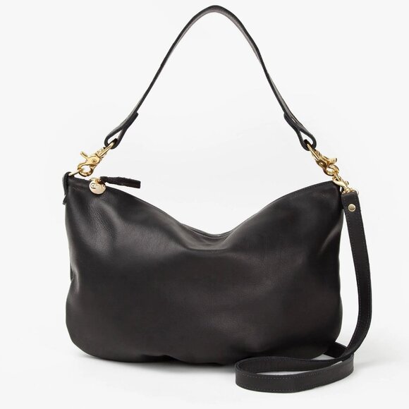 Clare V. Moyen Leather Messenger Bag in Black - Picture 1 of 15